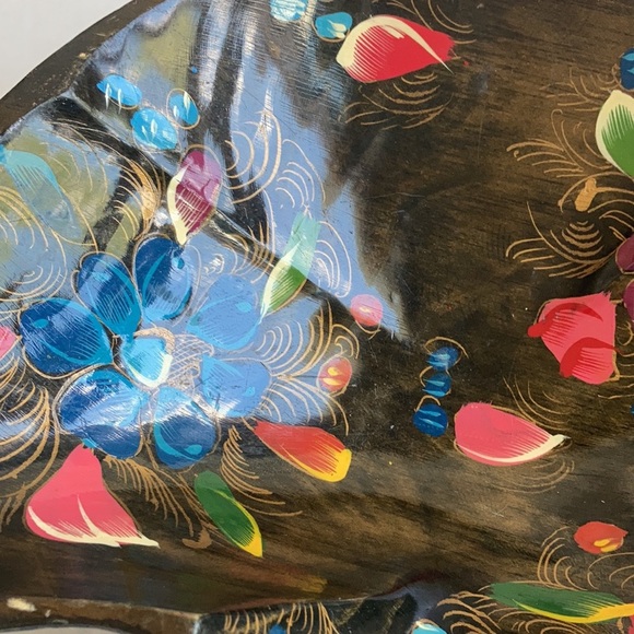 Vtg Batea folk art wood hand painted console bowl - Picture 3 of 15